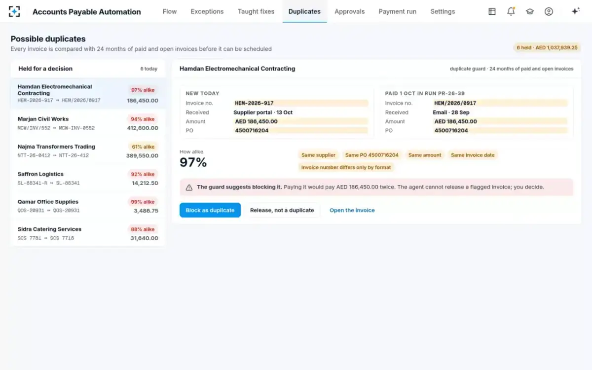 Accounts Payable Automation — Possible duplicates