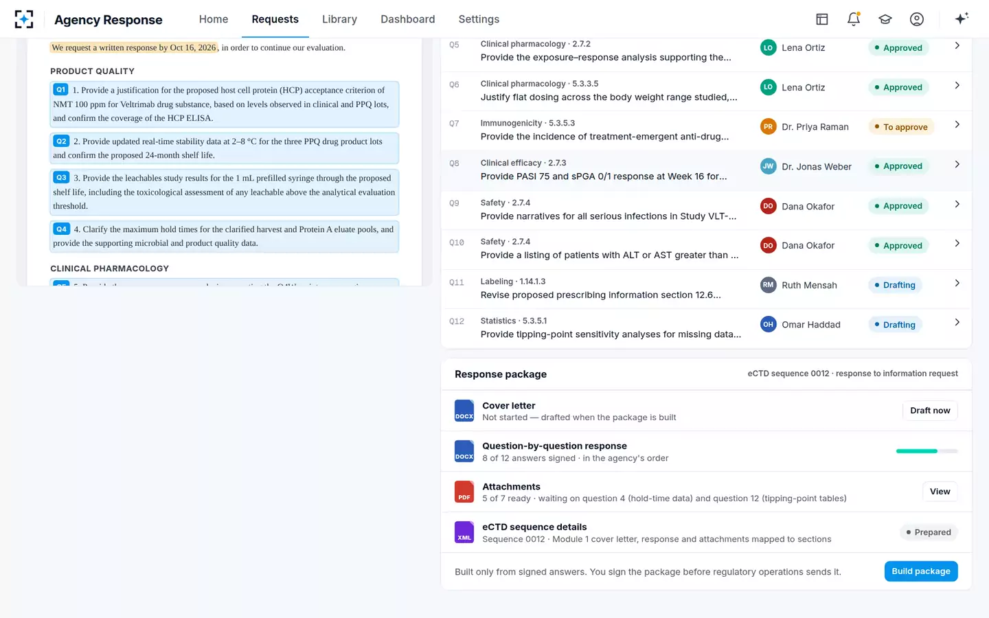 Agency Question Response — The response package