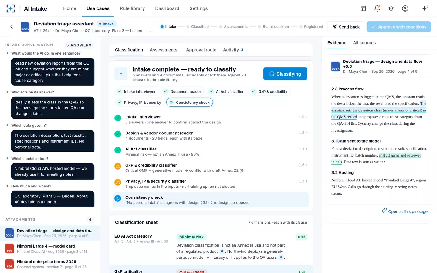 AI Use-Case Intake & Risk Classifier — Agents at work