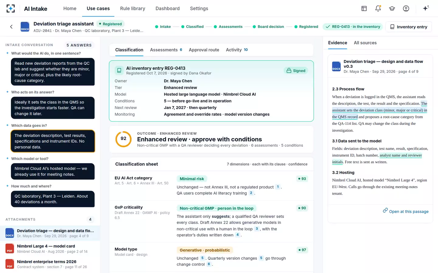 AI Use-Case Intake & Risk Classifier — The AI inventory entry
