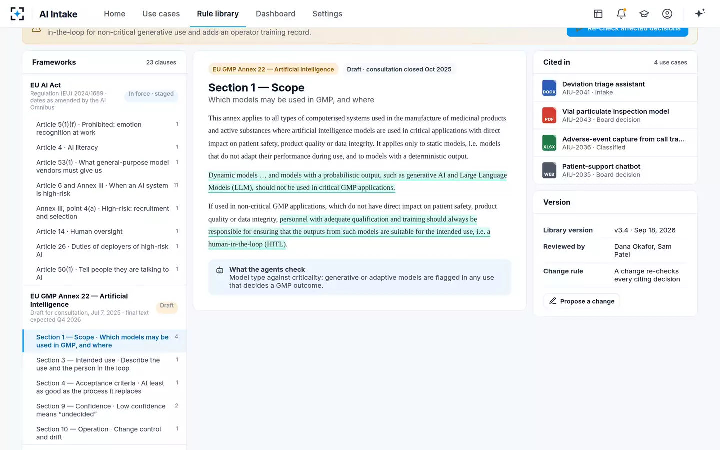 AI Use-Case Intake & Risk Classifier — Rule library