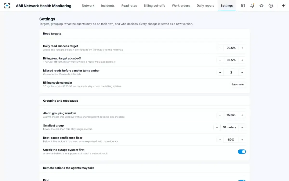 AMI Network Health Monitoring — Your targets