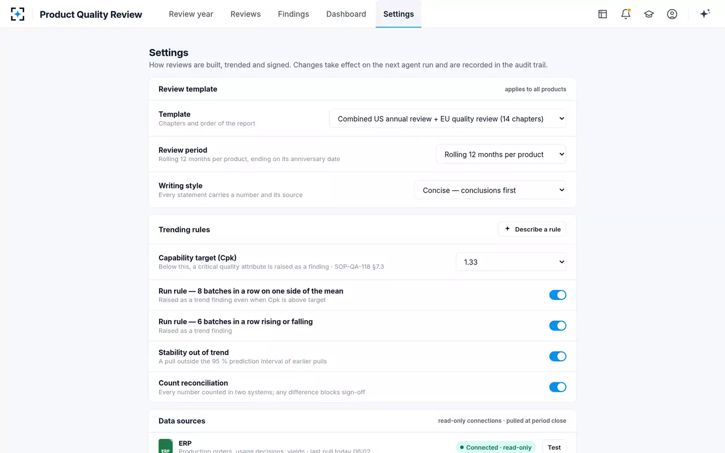 Annual Product Quality Review Auto-Author — Your rules