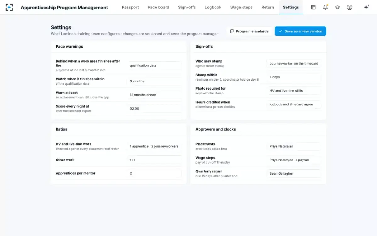 Apprenticeship Program Management — Your rules