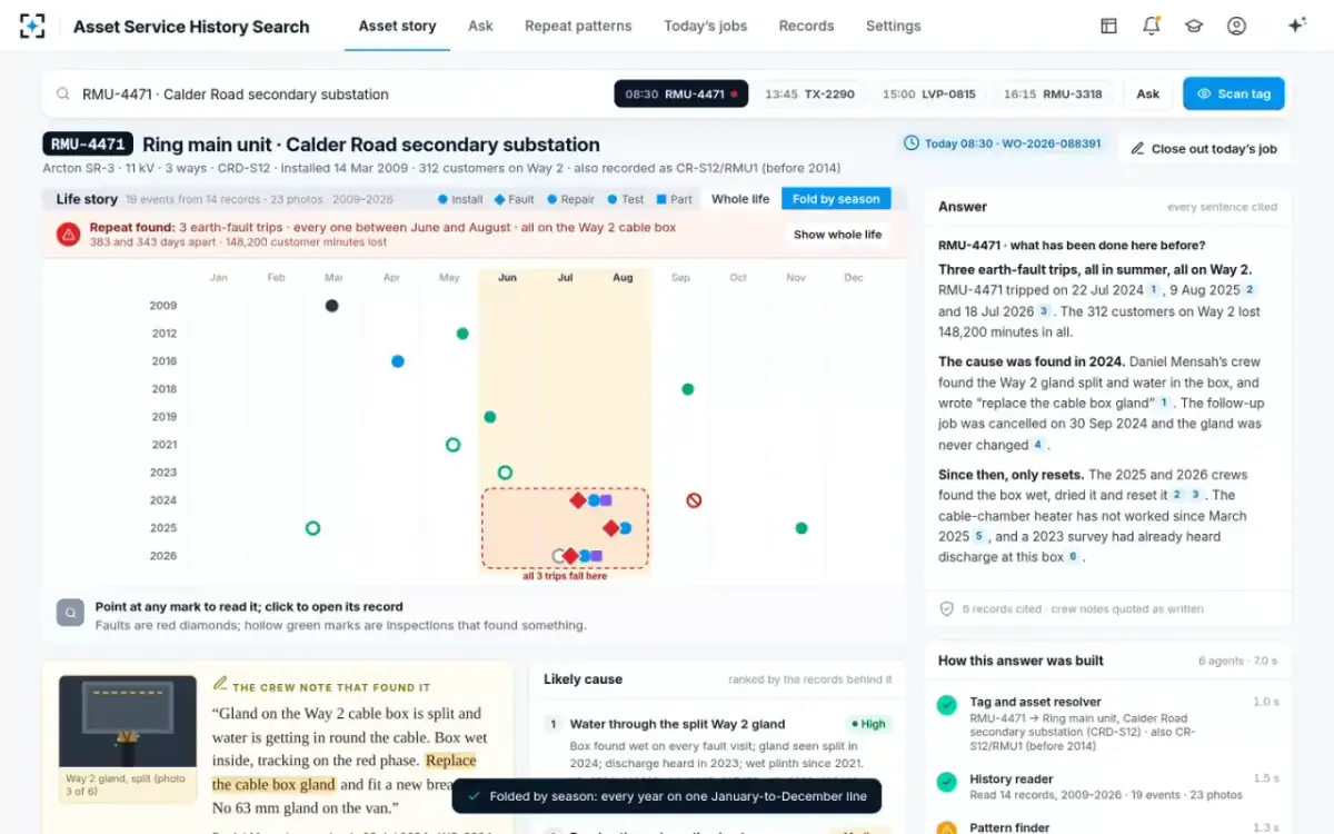 Asset Service History Search — Fold by season