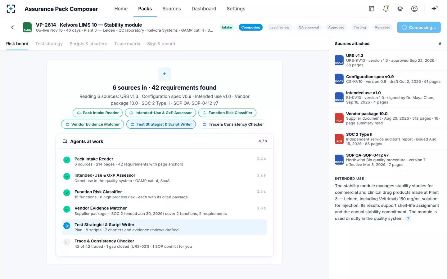 Assurance Pack Composer — Agents at work