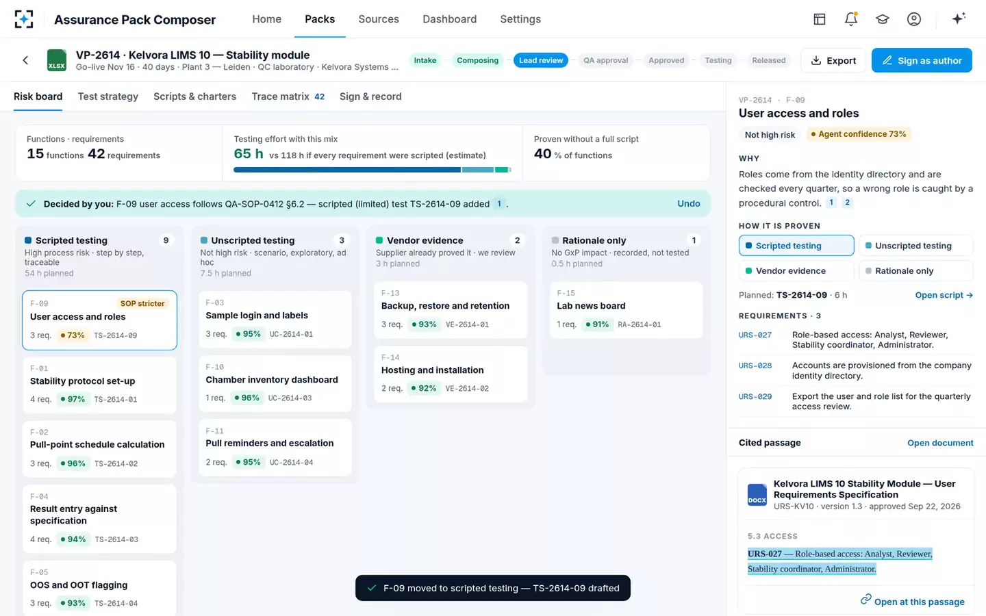 Assurance Pack Composer — A decision, recorded