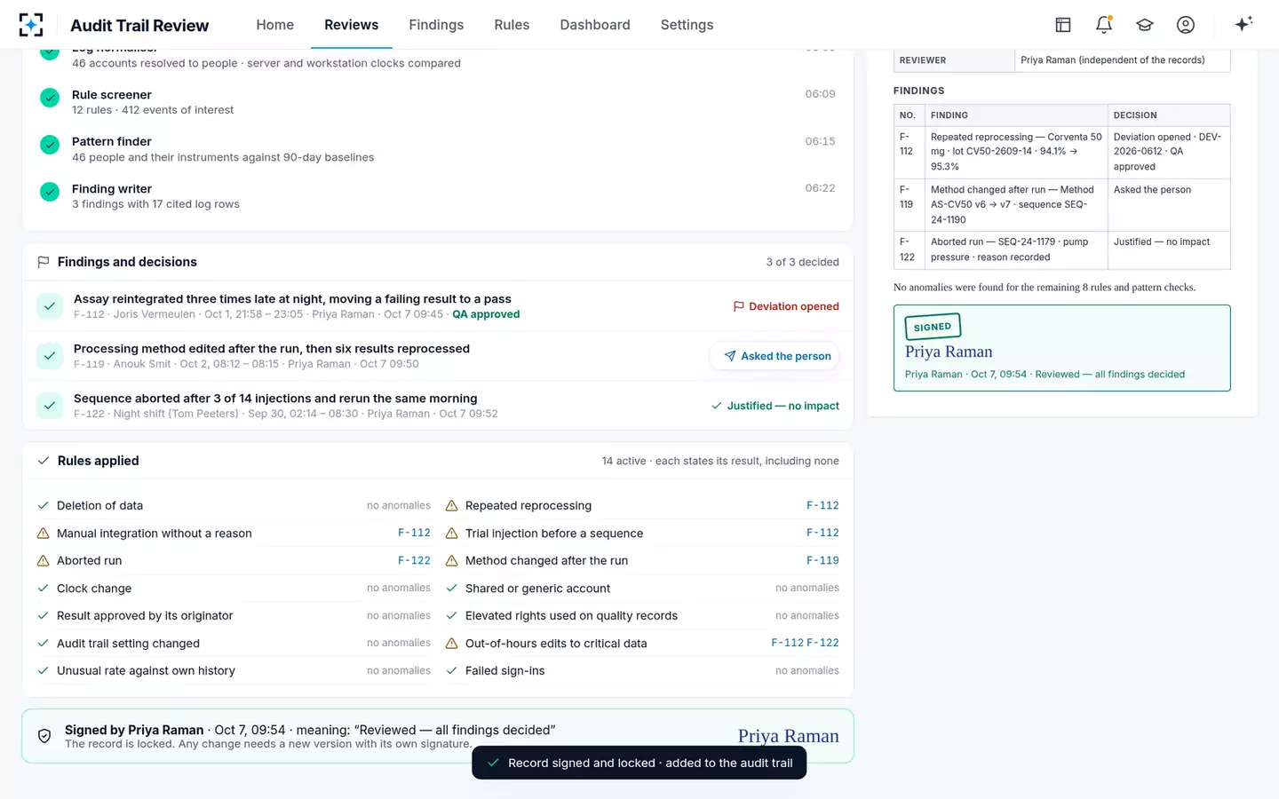 Audit Trail Review Agent — The signed record