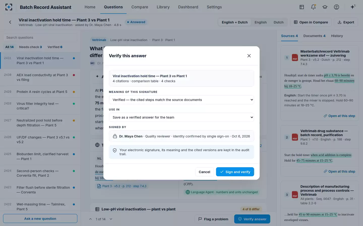 Batch Record Assistant — Verify this answer
