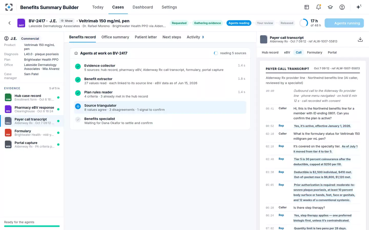 Benefits Investigation Summary Builder — Agents at work