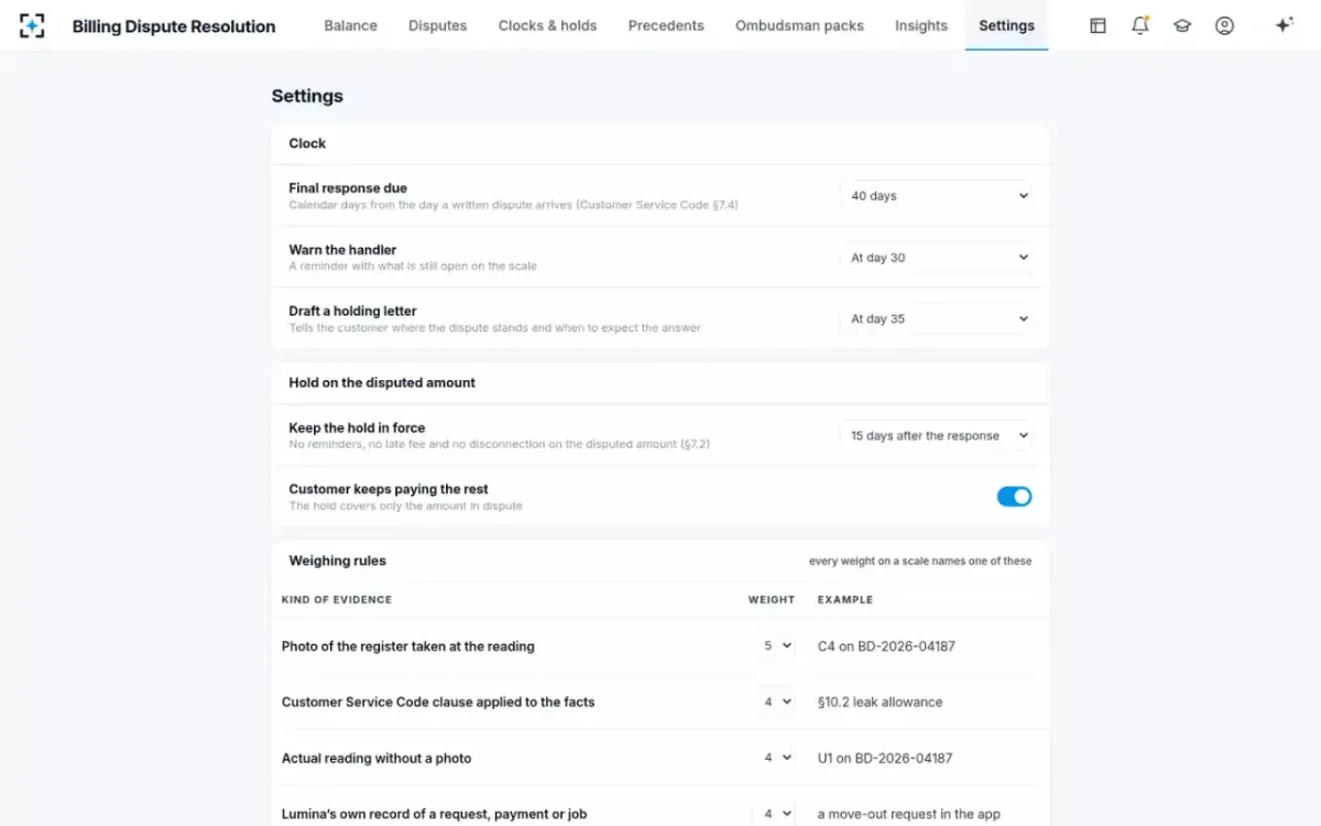 Billing Dispute Resolution — Your rules