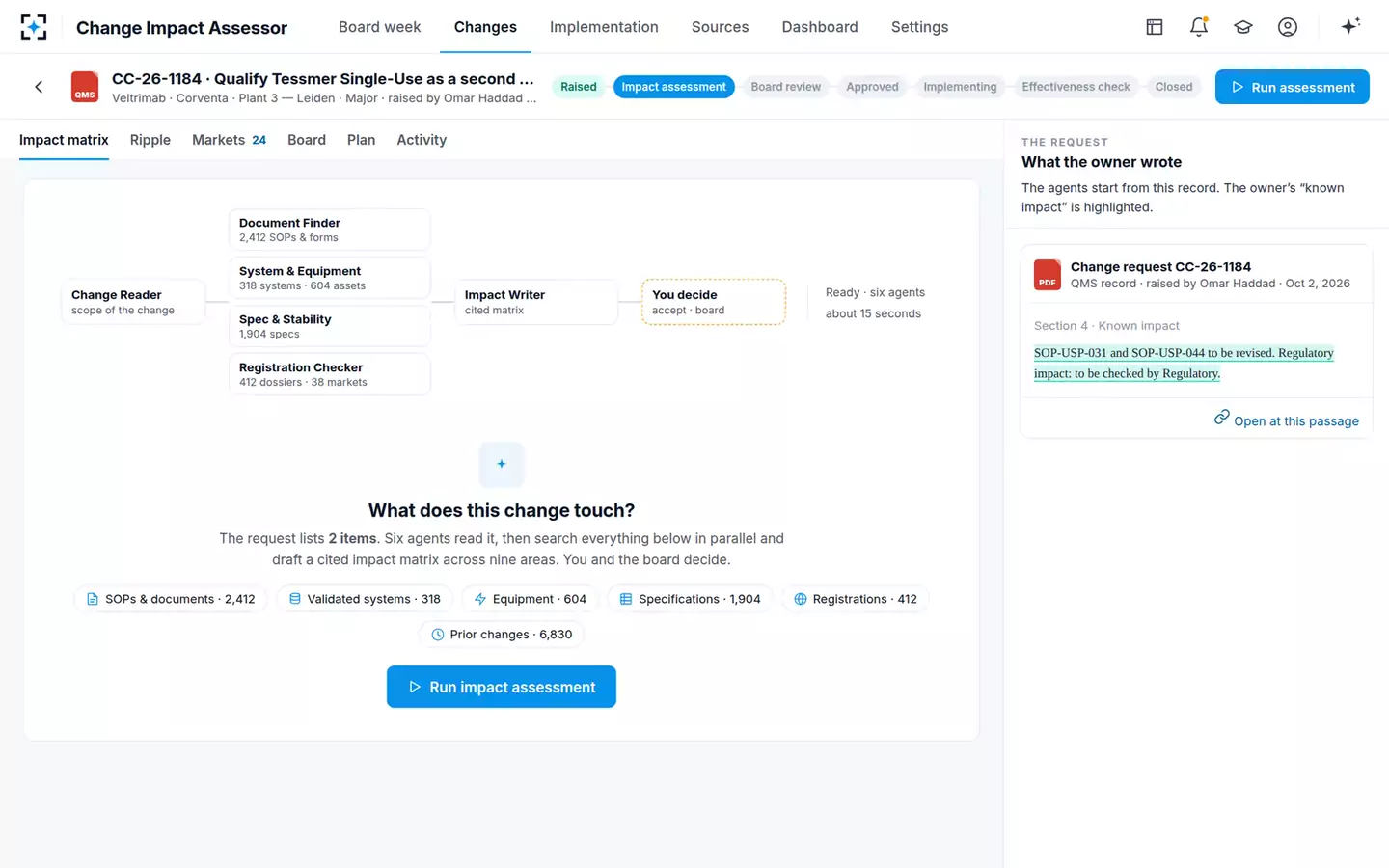 Change Control Impact Assessor — The change workspace