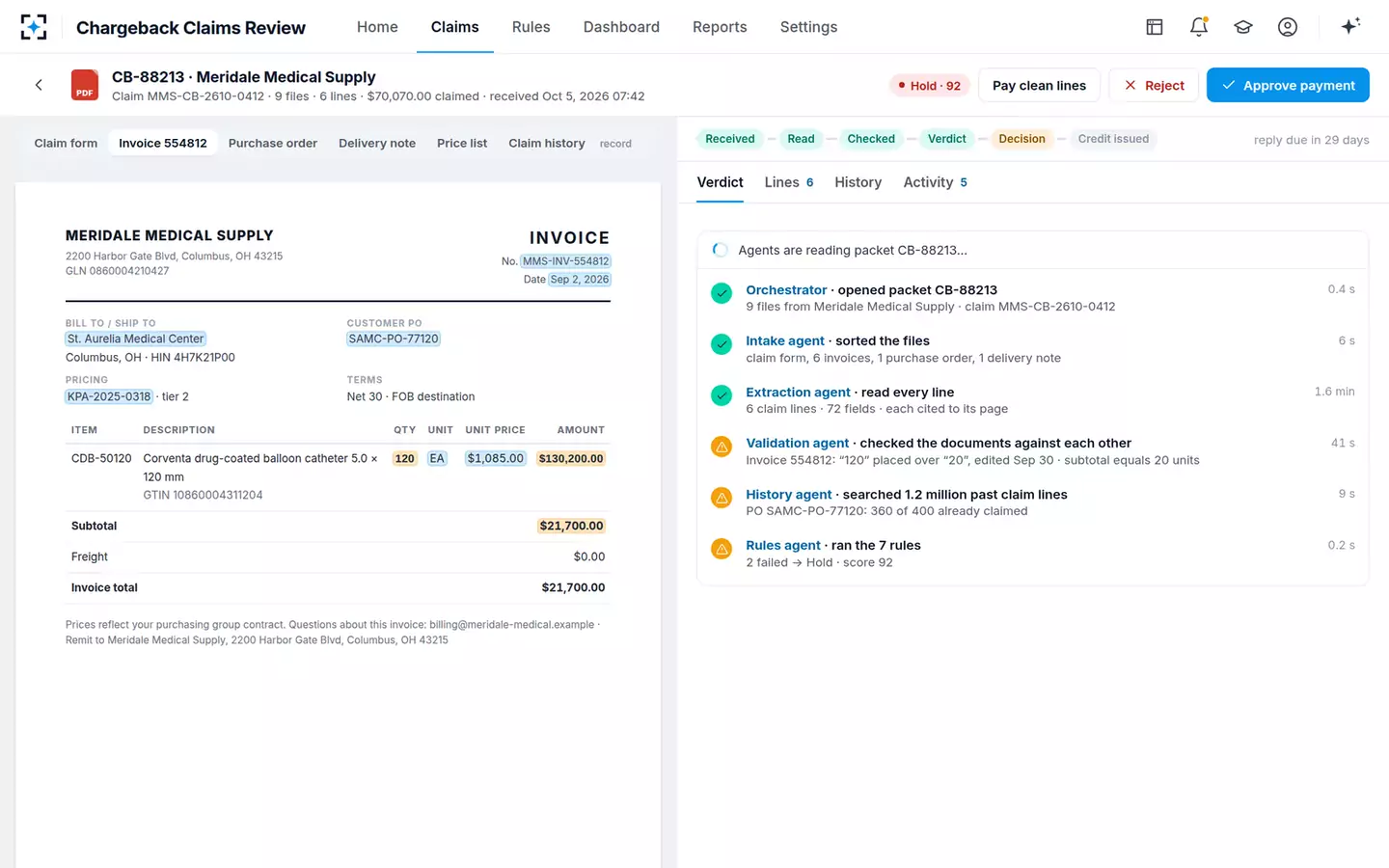 Chargeback Claims Review — Agents at work