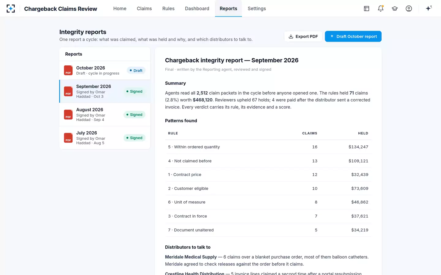 Chargeback Claims Review — The integrity report
