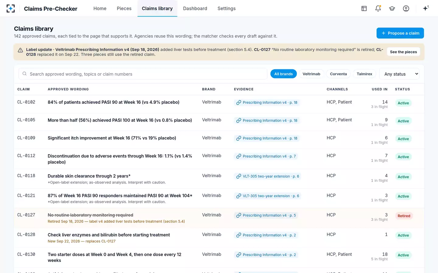 Claims Substantiation Pre-Checker — The claims library