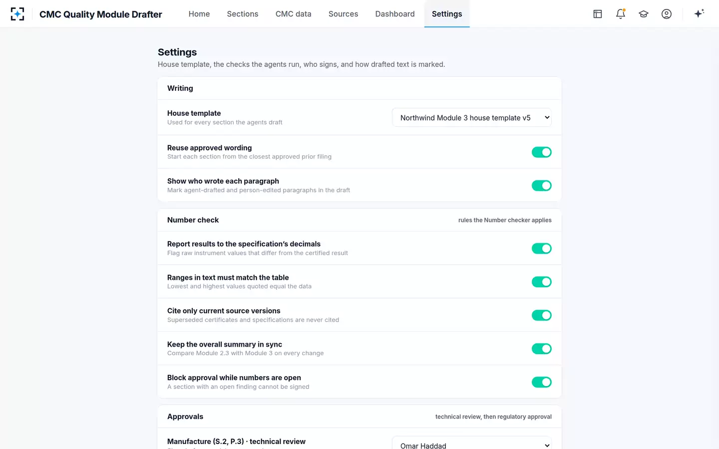 CMC Quality Module Drafter — House style and sign-off