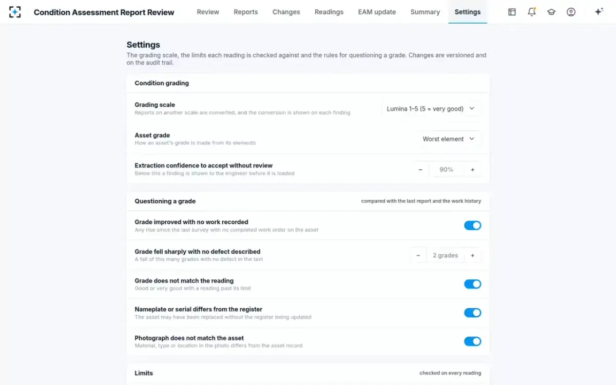 Condition Assessment Report Review — Your rules