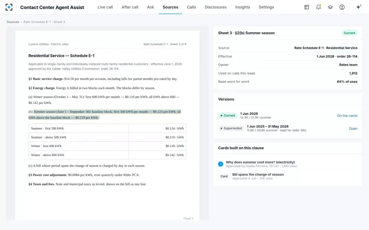 Contact Center Agent Assist — The clause behind the card