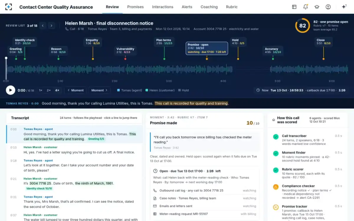 Contact Center Quality Assurance — The call review