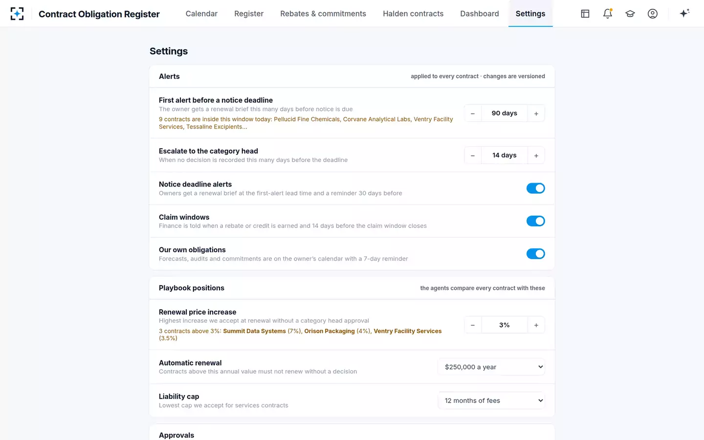 Contract Obligation Register — Your playbook