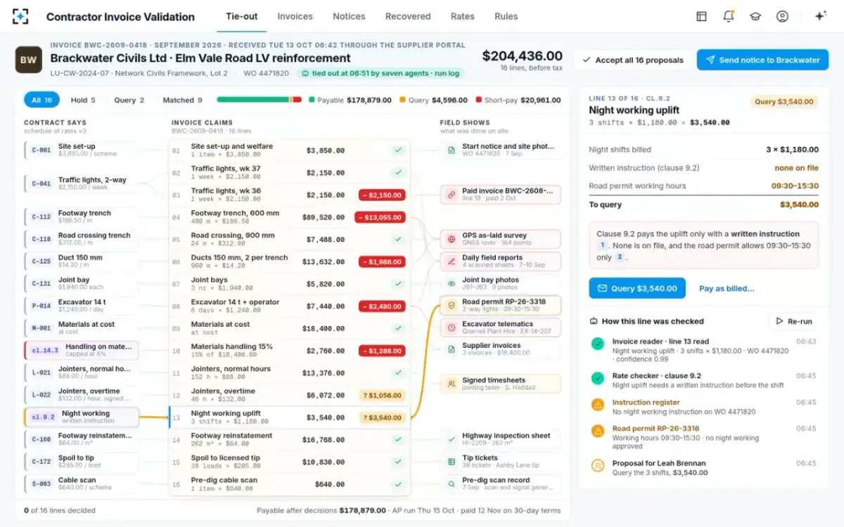 Contractor Invoice Validation — An uplift without an instruction