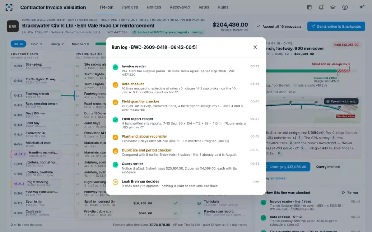 Contractor Invoice Validation — The run log