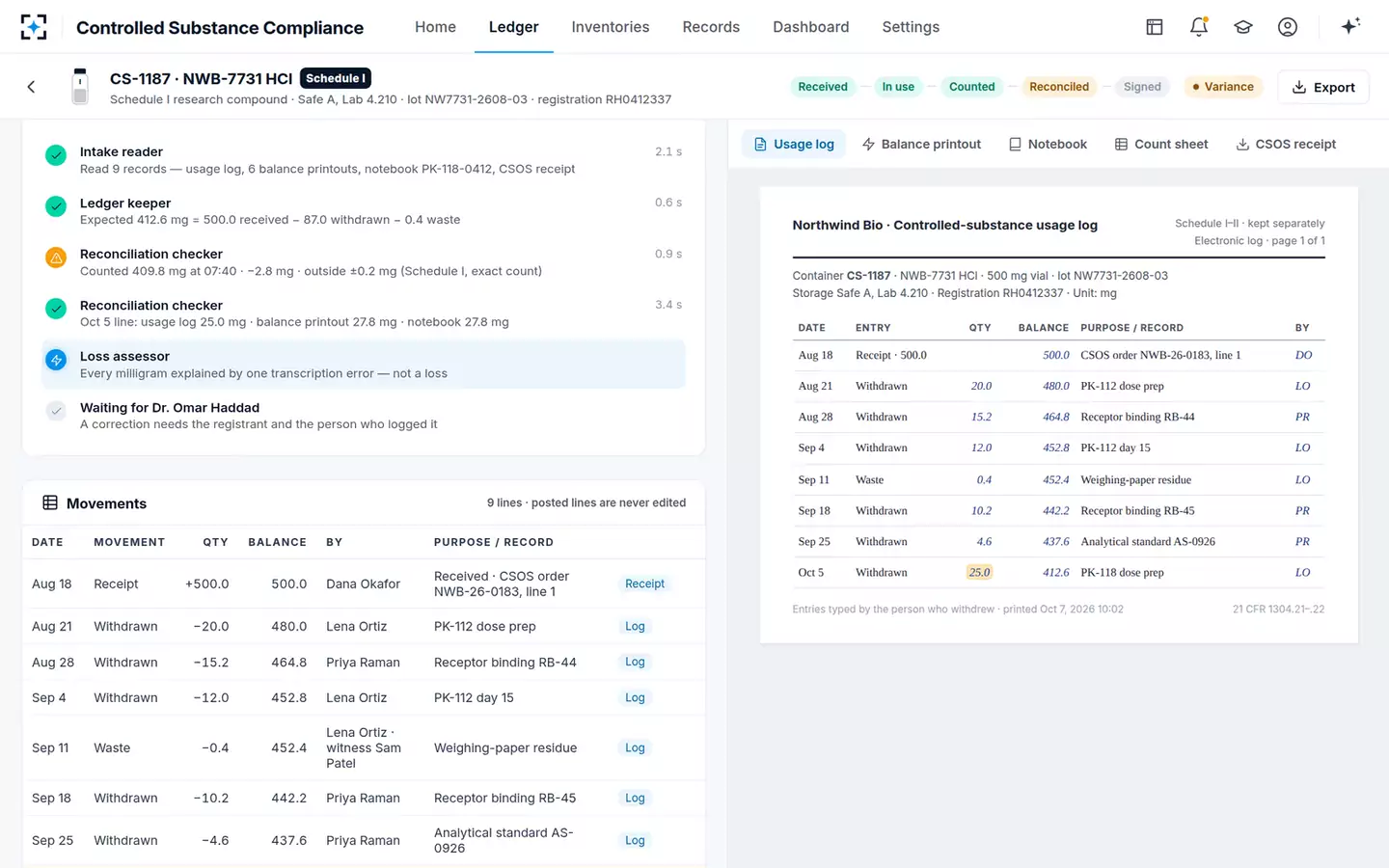 Controlled-Substance Research Compliance Agent — Agents at work