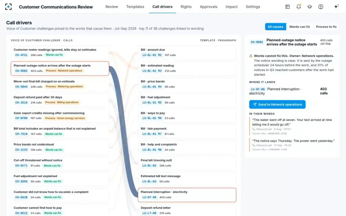 Customer Communications Review — When words cannot fix it