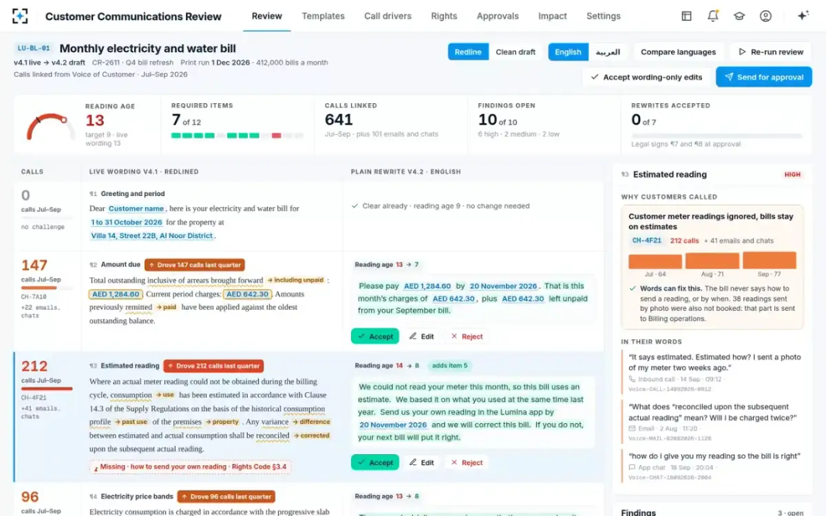Customer Communications Review — The bill review
