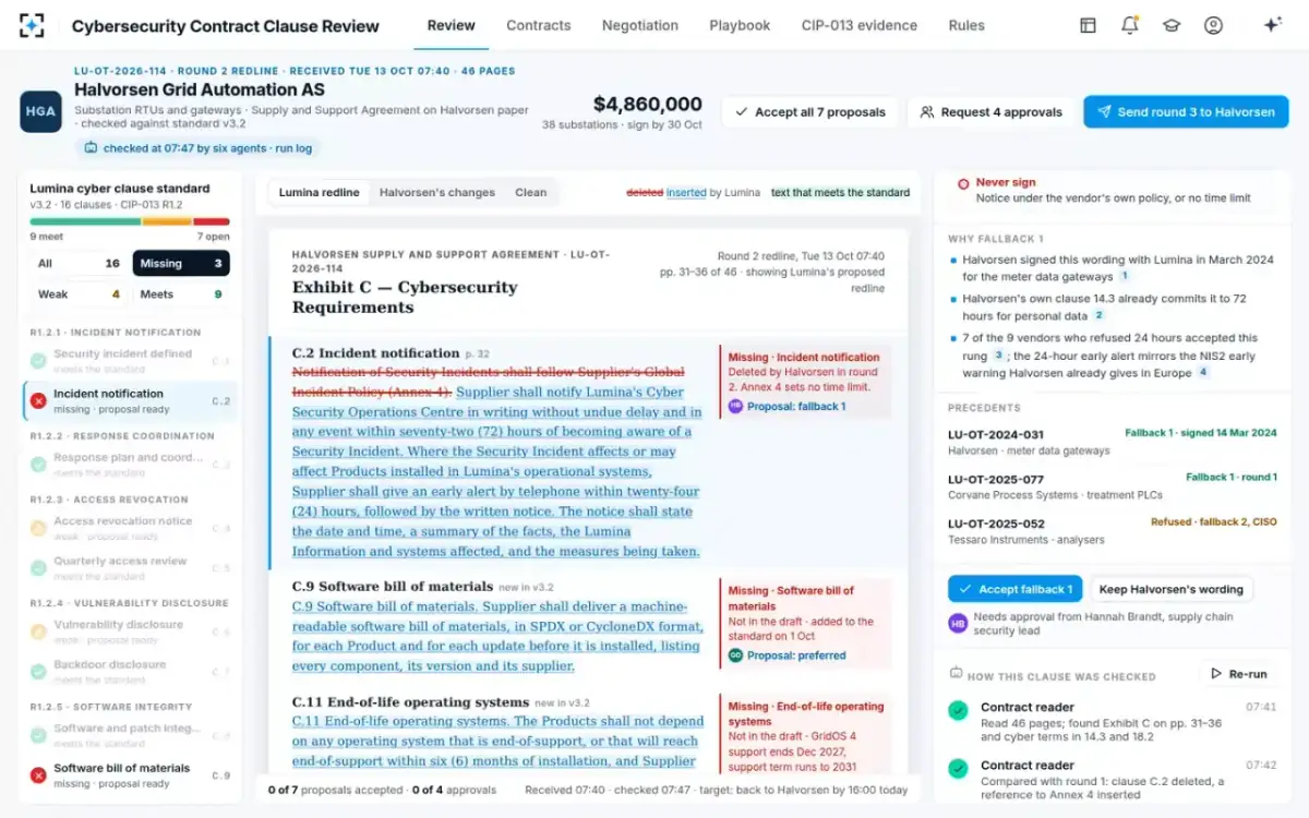 Cybersecurity Contract Clause Review — Why this fallback
