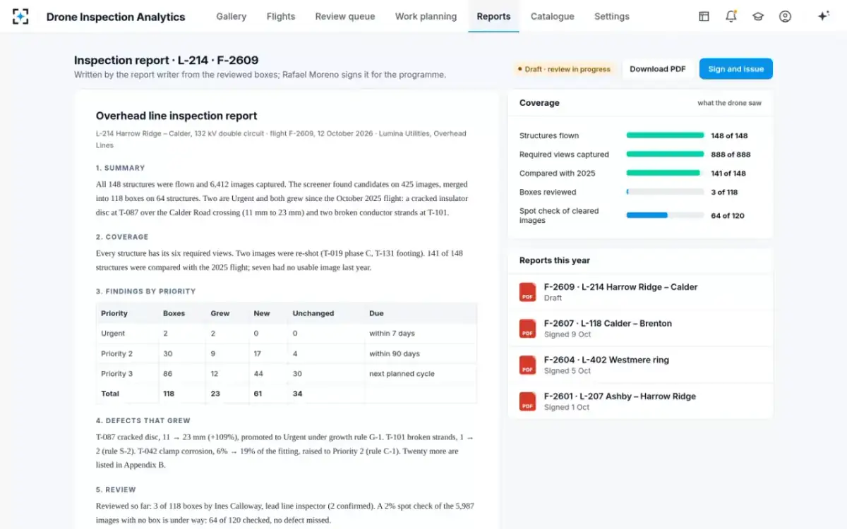 Drone Inspection Analytics — The inspection report