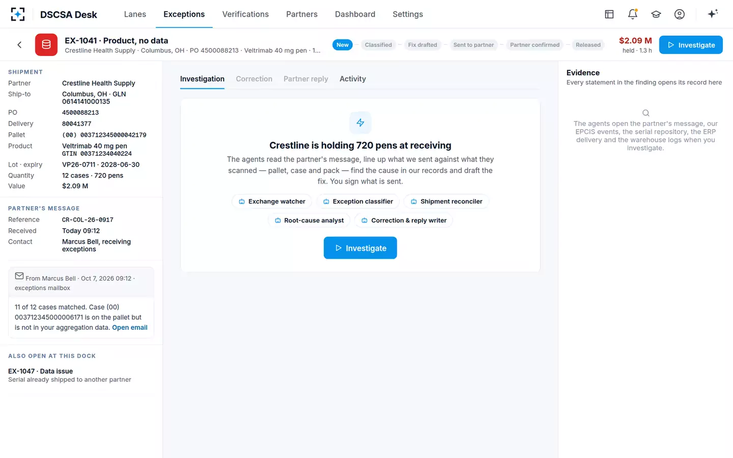 DSCSA Exception and Verification Desk — The exception