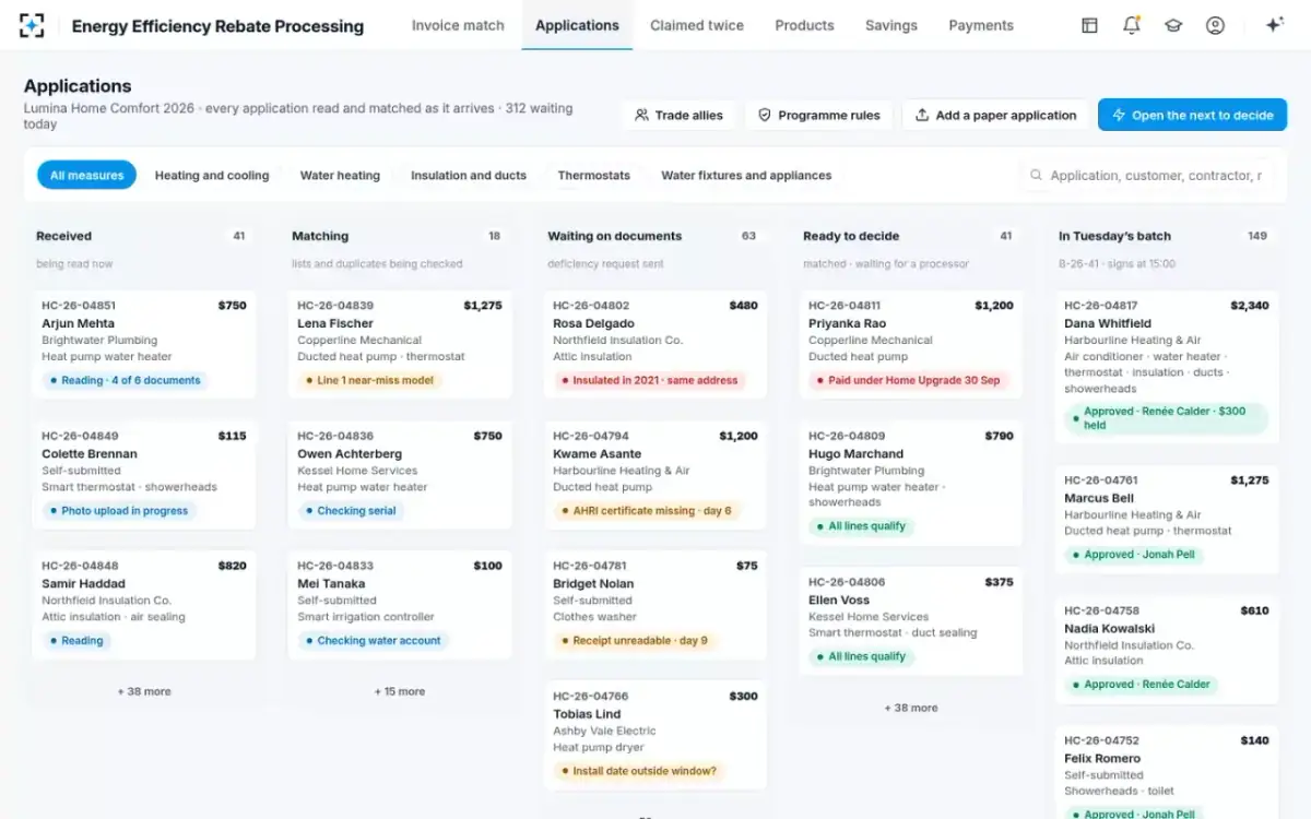 Energy Efficiency Rebate Processing — Applications