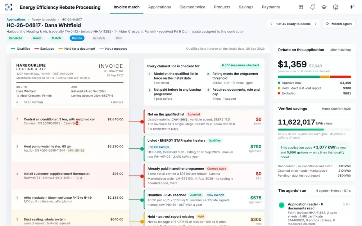 Energy Efficiency Rebate Processing — Invoice match