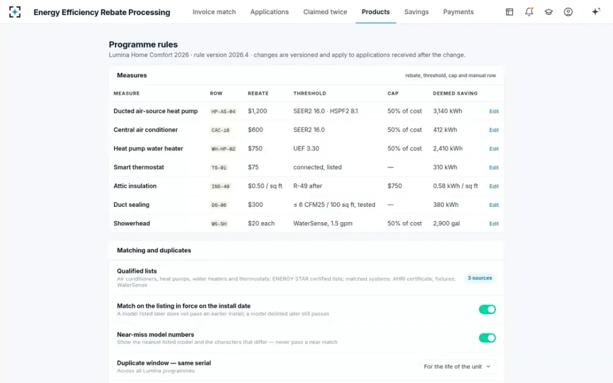 Energy Efficiency Rebate Processing — Programme rules