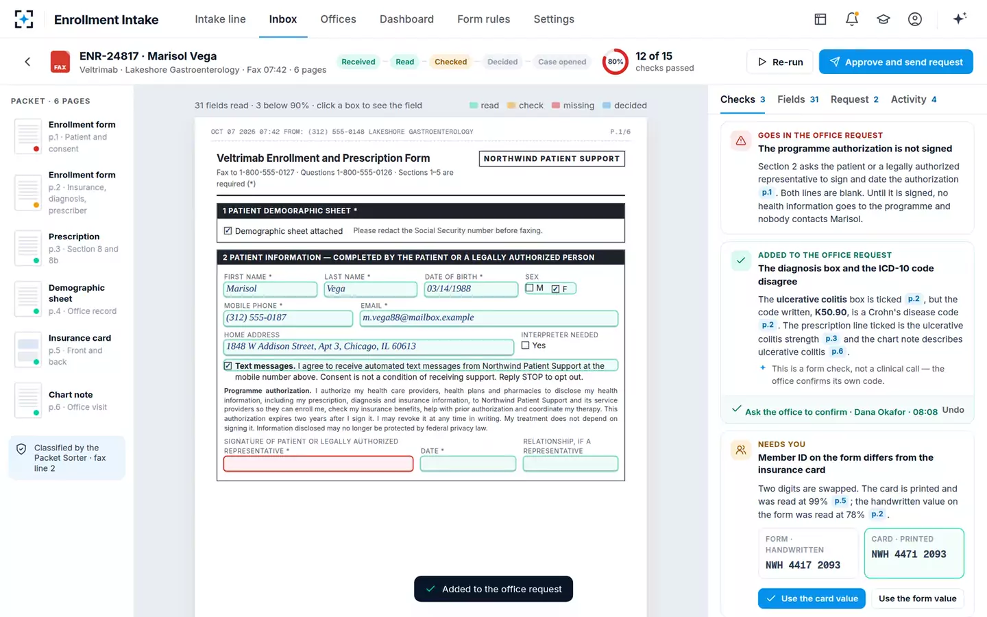 Enrollment Form Intake Agent — Decisions for a person