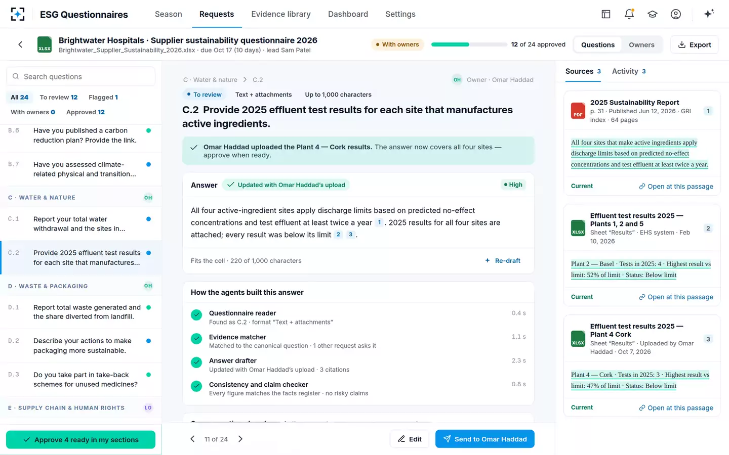 ESG Questionnaire Auto-Responder — Evidence arrives