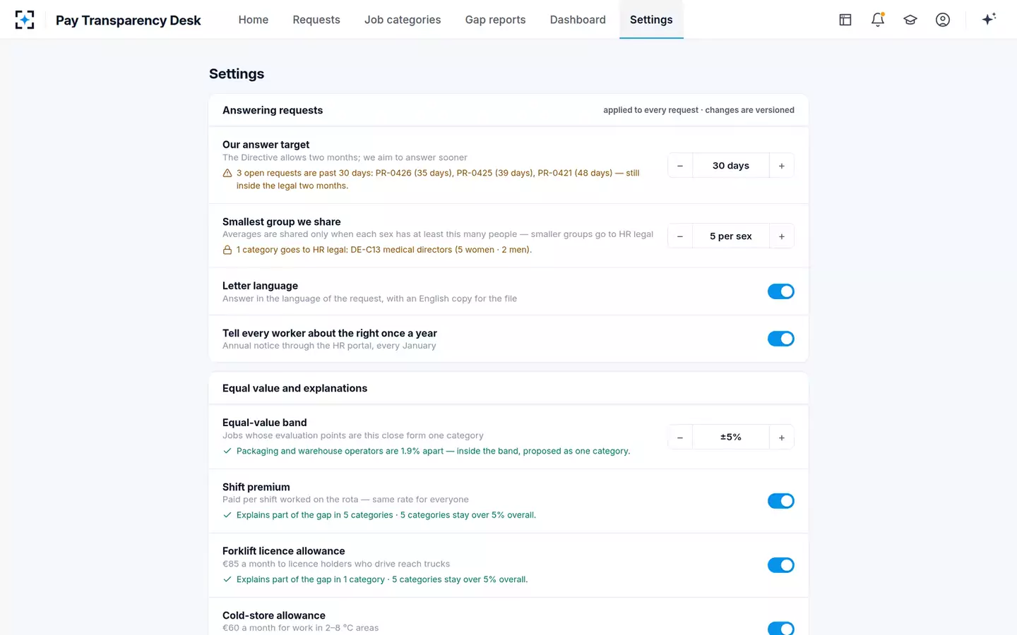 EU Pay Transparency Readiness Desk — Your rules