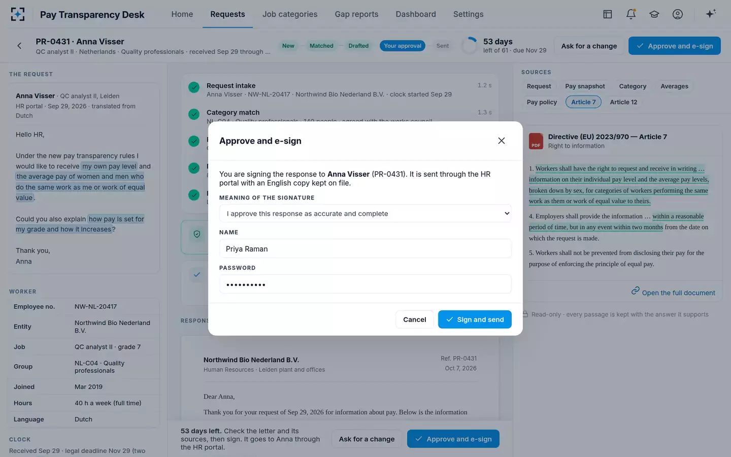 EU Pay Transparency Readiness Desk — Electronic signature