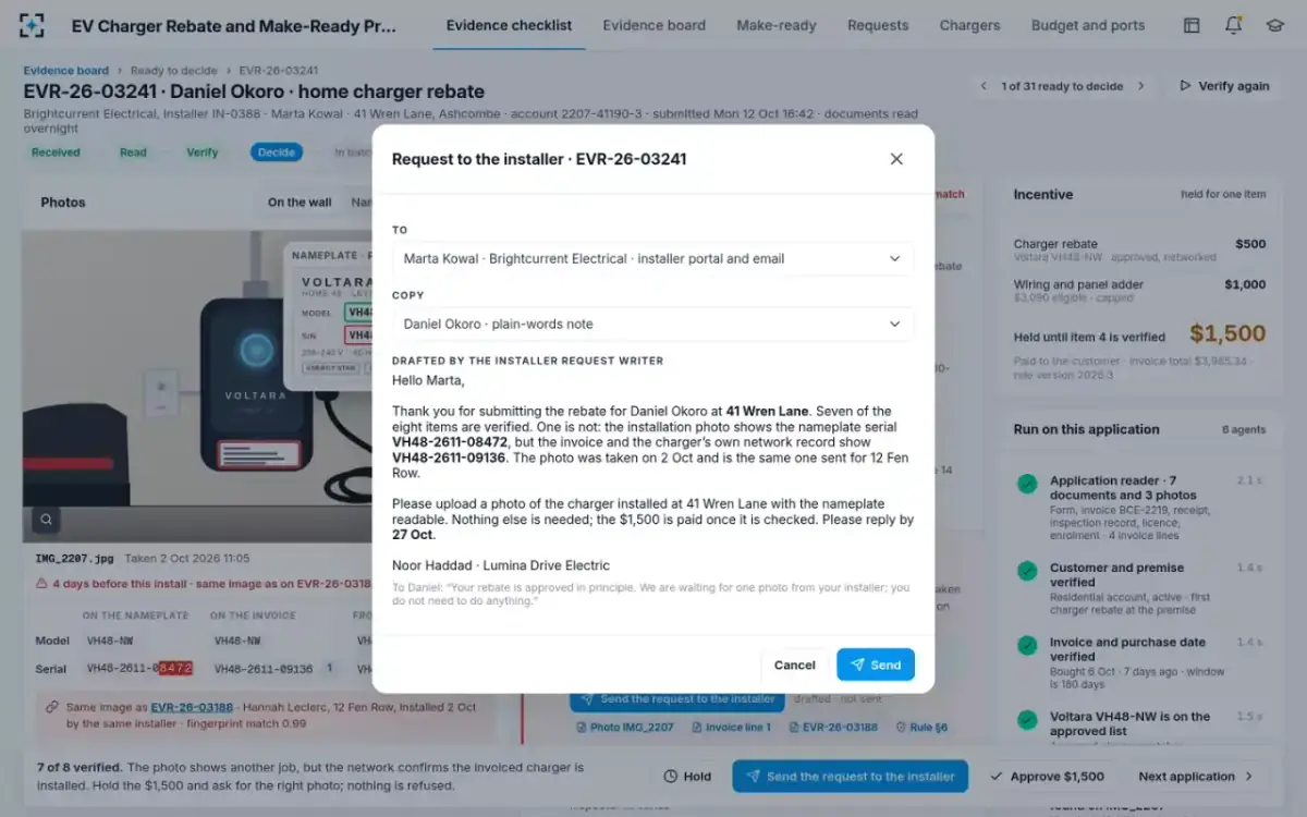 EV Charger Rebate and Make-Ready Processing — Request to the installer