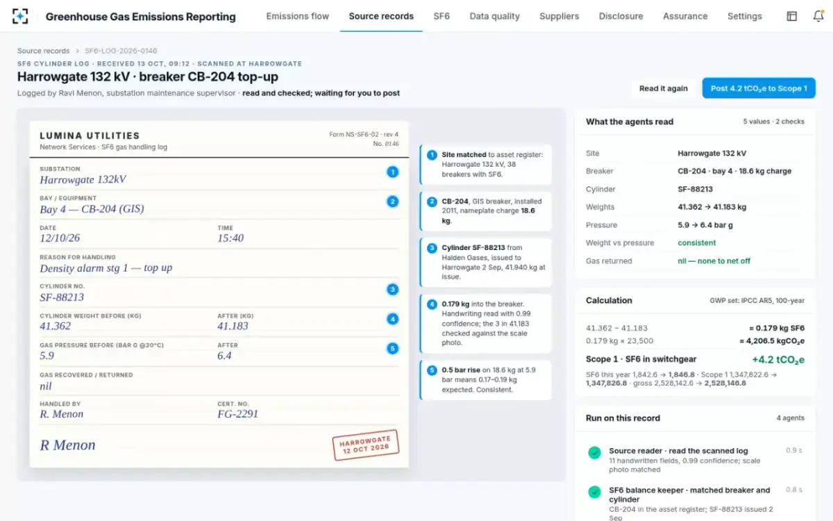 Greenhouse Gas Emissions Reporting — The SF6 cylinder log