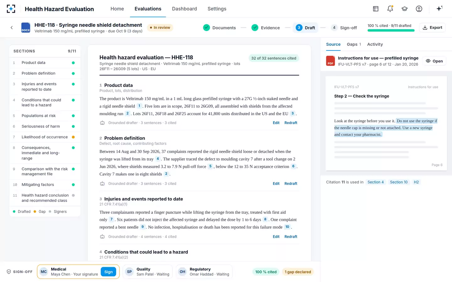 Health Hazard Evaluation — The cited draft
