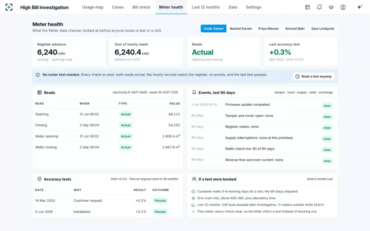 High Bill Investigation — Meter health