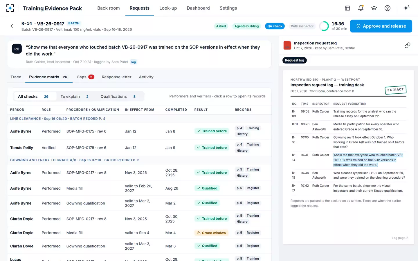 Inspection-Ready Training Evidence Pack — The evidence matrix