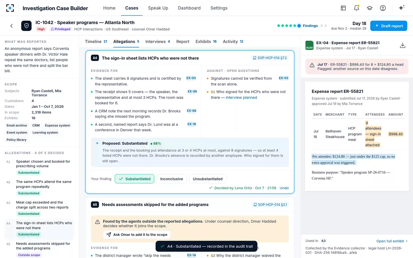 Investigation Case Builder — Your finding