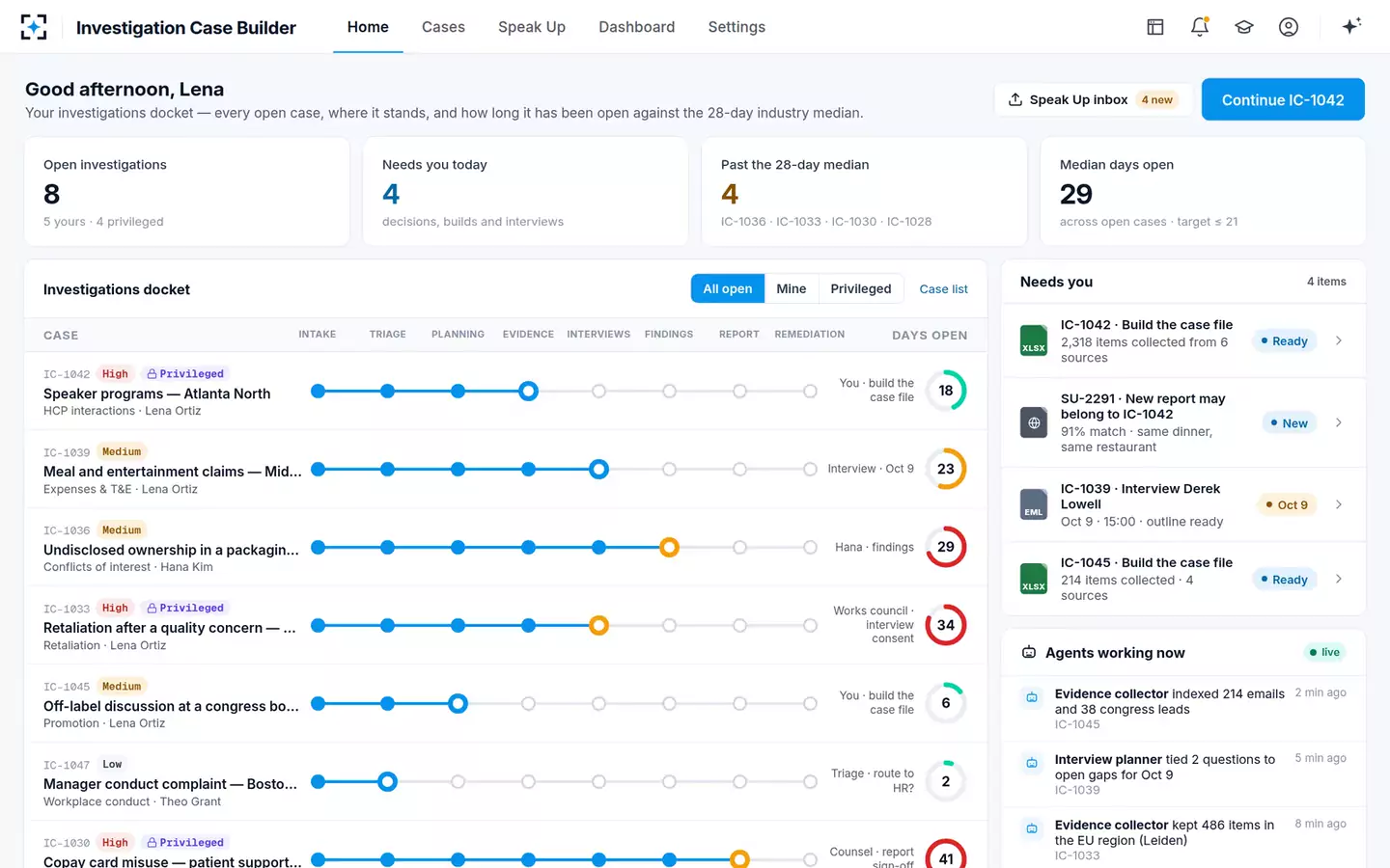 Investigation Case Builder — The investigations docket