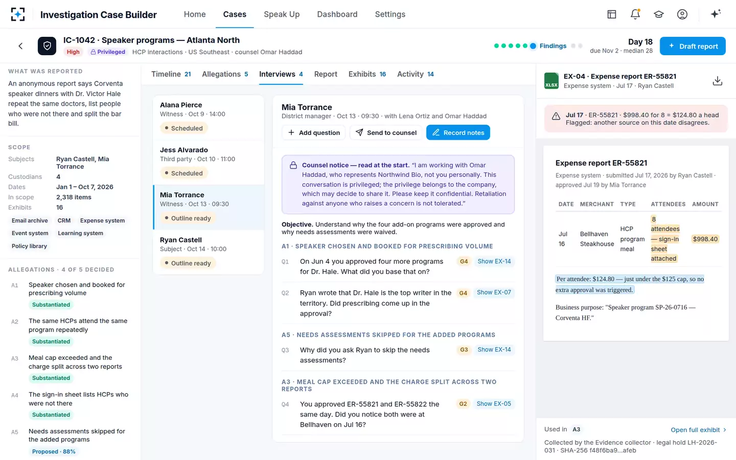 Investigation Case Builder — Interview outlines
