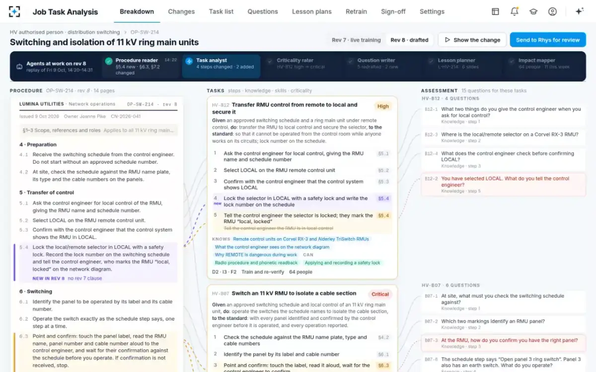 Job Task Analysis — Agents at work on rev 8