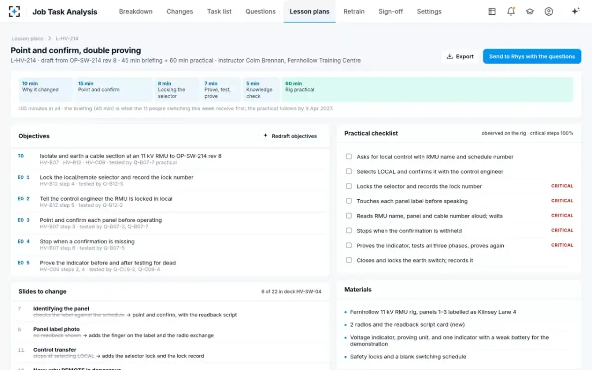 Job Task Analysis — The lesson plan