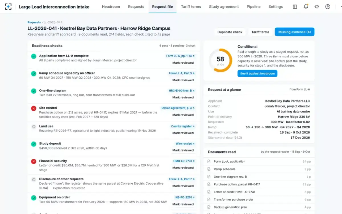 Large Load Interconnection Intake — The readiness scorecard